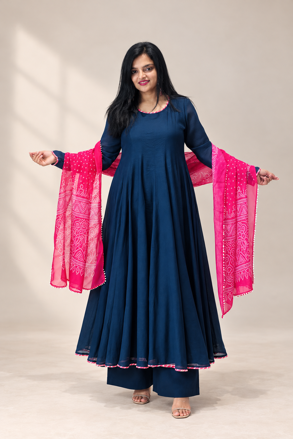 Nevi blue suit with rani dupatta
