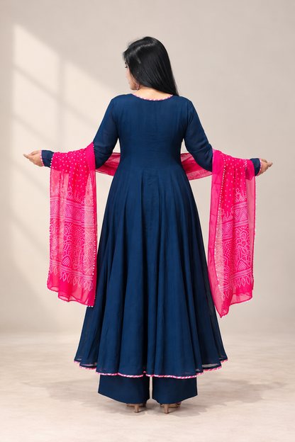 Nevi blue suit with rani dupatta