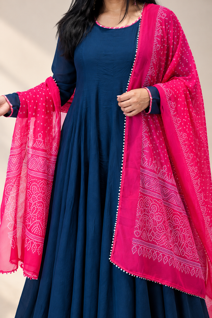 Nevi blue suit with rani dupatta